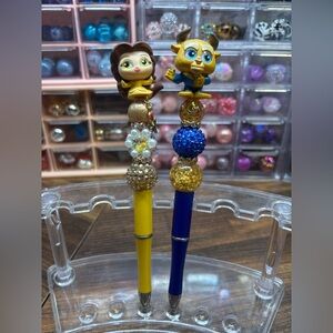 Beauty and the Beast Character Pen Set- Yellow and Blue